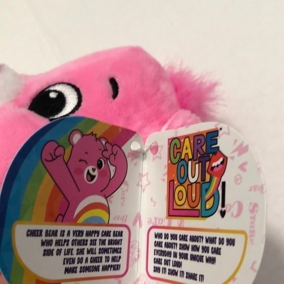 Care Bears Rainbow Bear in pink with hearts on hands and feet and ear tag - Picture 6 of 8